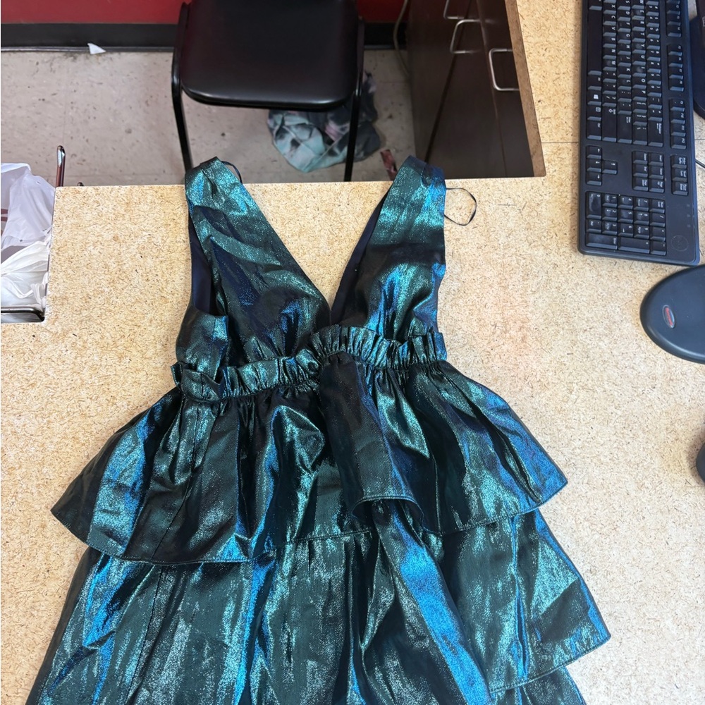 Zara Shimmering Green Mini Dress